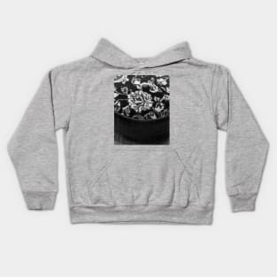 black and white flower pattern, floral designs, minimal art, abstract art, floral pattern, antique rug photo , For custom orders please DM me. Kids Hoodie